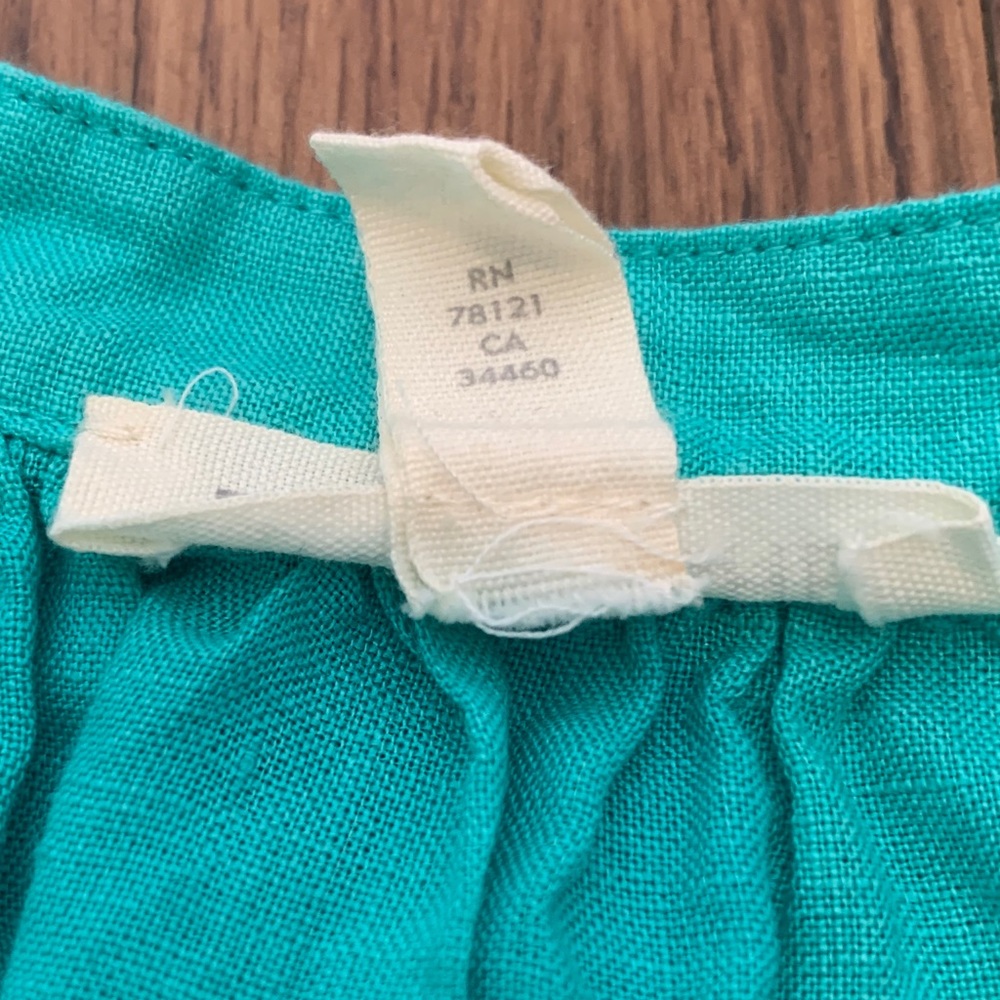 Turquoise Linen Popover Tunic - Picture 3 of 7